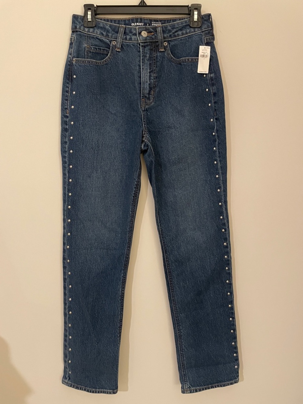 Old Navy Studded Extra High Rise Straight Jeans